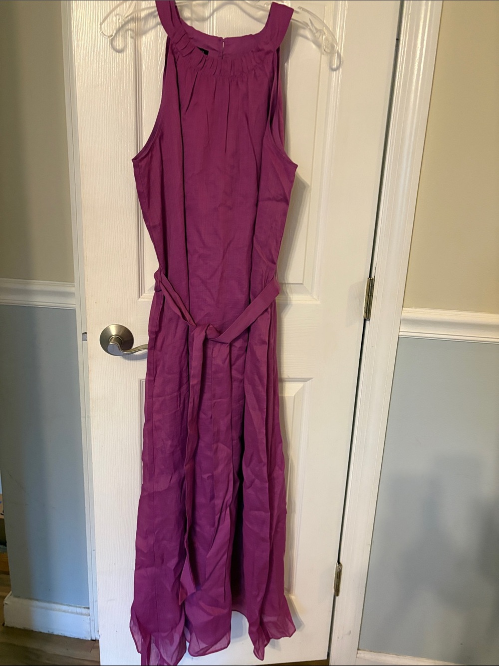 Talbots NWT Sleeveless Magenta Maxi Dress with Waist Tie